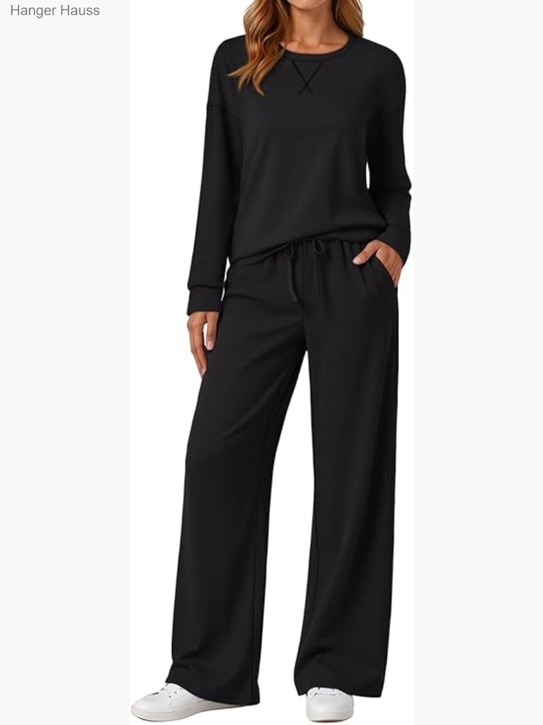 Women's 2-Piece Sweatsuit Set Oversized Sweatshirt Wide Leg Pants Lounge Travel
